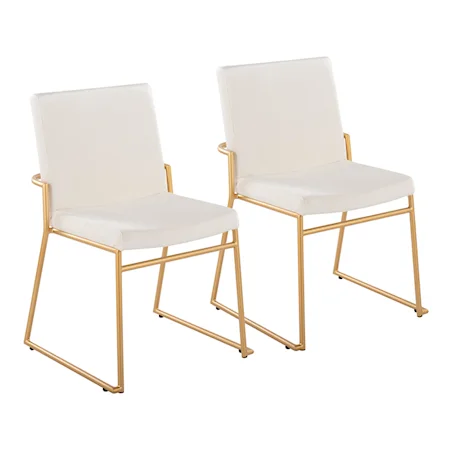 Dutchess Contemporary Upholstered Dining Chair - Cream/Gold (Set of 2)