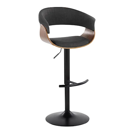 Mid-Century Modern Swivel Barstool with Upholstered Seat