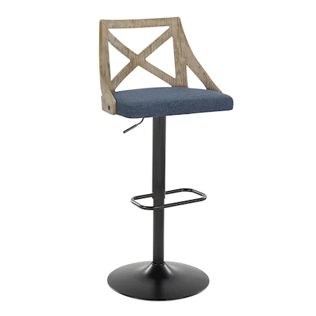 Farmhouse Adjustable Swivel Barstool with Upholstered Seat