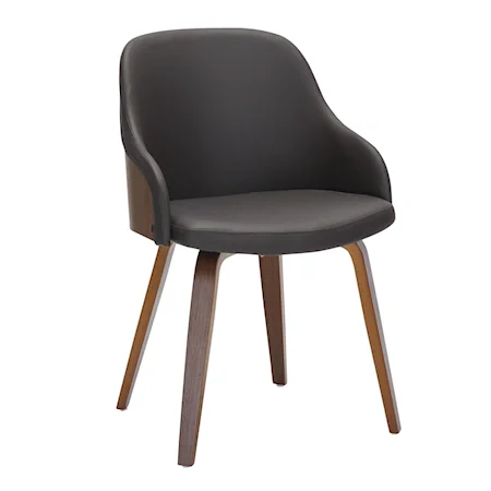 Bacci Rounded Barrel Accent Chair - Walnut/Black