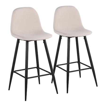 Set of 2 Contemporary Upholstered Barstools
