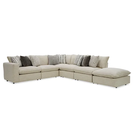 Casual 4-Seat Sectional Sofa w/ One Bumper Ottoman & LAF Chair