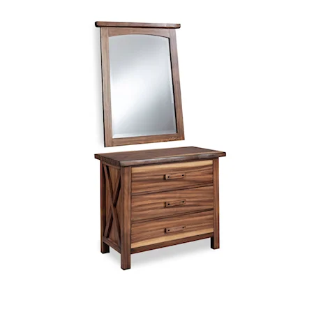 Rustic Bachelor's Chest with Mirror Set