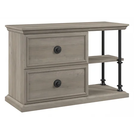 Bush Furniture Coliseum Lateral File Cabinet With Shelves In Driftwood Gray