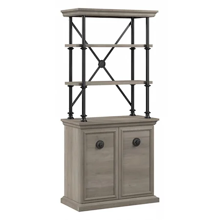 Bush Furniture Coliseum Designer Bookcase With Doors In Driftwood Gray