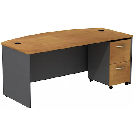 Bush Business Furniture Series 72W Bowfront Desk With 2-Drawer Mobile Pedestal