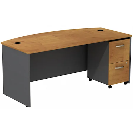 Bowfront Shell Desk w Mbl Ped