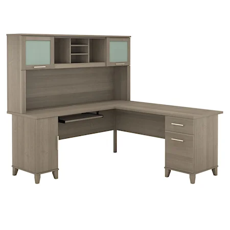Bush Furniture Somerset 72W L Shaped Desk With Hutch In Ash Gray