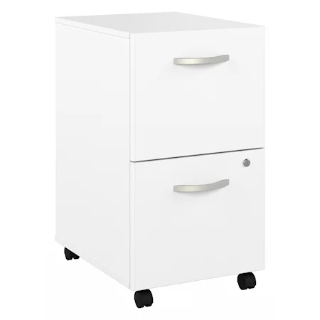 Bush Business Furniture Easy Office 2 Drawer Mobile File Cabinet In Pure White - Assembled