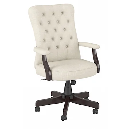 Bush Business Furniture Arden Lane High Back Tufted Office Chair With Arms In Cream Fabric