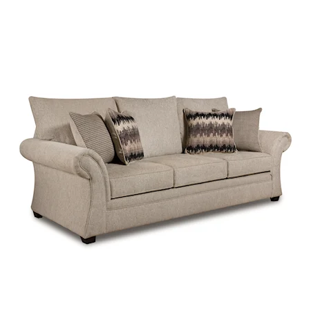 Transitional Sofa with Flared Rolled Arms