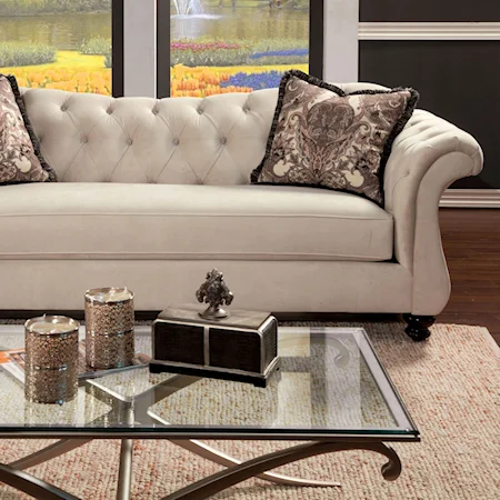 Traditional Sofa with Flare Tapered Arms