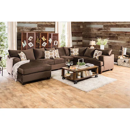 Casual U-Shaped Sectional with Deep Seats and Left Arm Facing Chaise