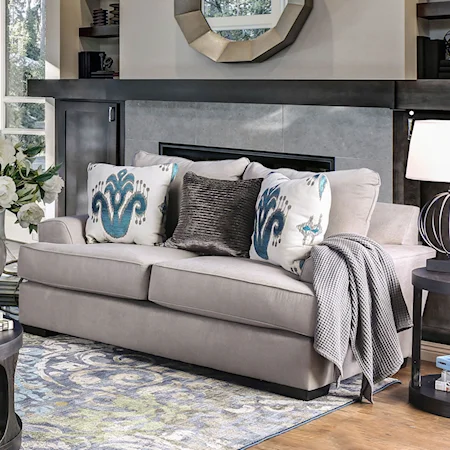 Contemporary Oversized Love Seat with Chunky Arms