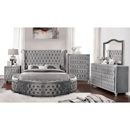 5-Piece Upholstered Queen Round Bed