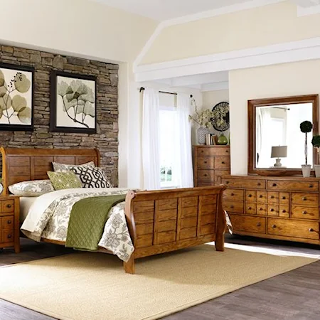 King California Sleigh Bed, Dresser & Mirror, Chest