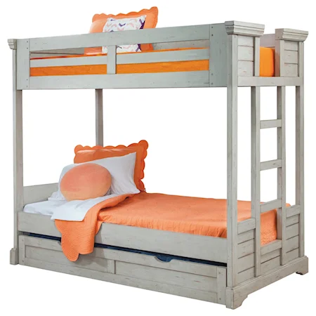 Relaxed Vintage Twin over Full Bunk Bed with Trundle