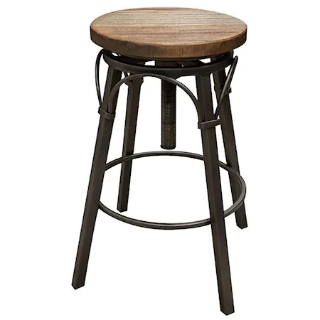 24-30" Adjustable Swivel Stool, Wooden Seat