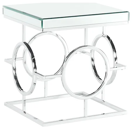 Modern Square Mirrored End Table