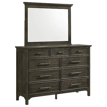 Contemporary Dresser and Mirror Set with Cedar-Lined Drawers