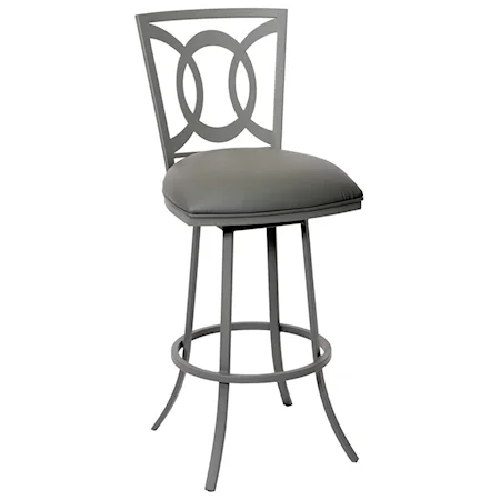 30" Transitional Barstool in Gray Metal