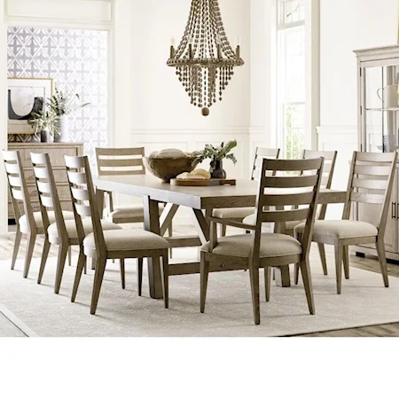 Farmhouse 9-Piece Table and Chair Set with Removable Leaf