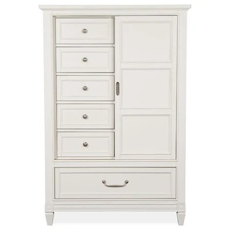 Cottage Style Door Chest with Felt-Lined Top Drawers