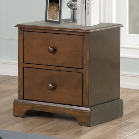 Casual 2-Drawer Nightstand with Wheel Glides