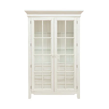 Transitional White China Cabinet with Built-In Lighting