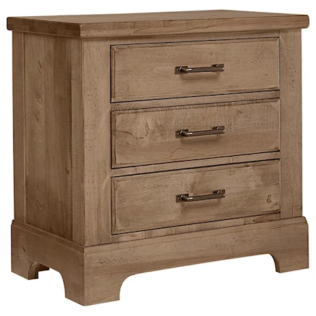 Solid Wood 3 Drawer Nightstand
