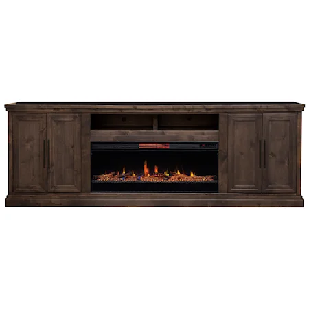 Transitional TV Stand with Built-In Fireplace