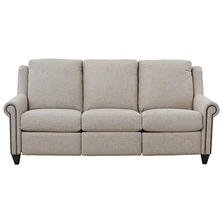 Customizable Power Reclining Sofa with Panel Arms, Tapered Legs, Nailheads