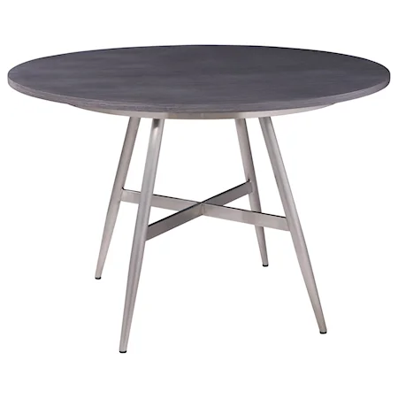 Contemporary Dining Table in Brushed Stainless Steel with Gray Walnut Top
