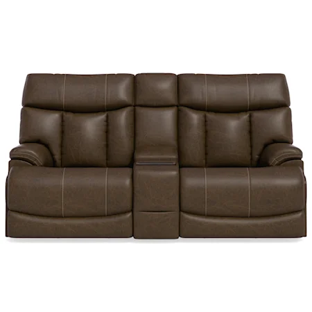 Casual Power Reclining Loveseat with Center Console