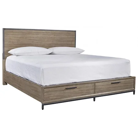 Transitional King Storage Bed with USB Charging Ports