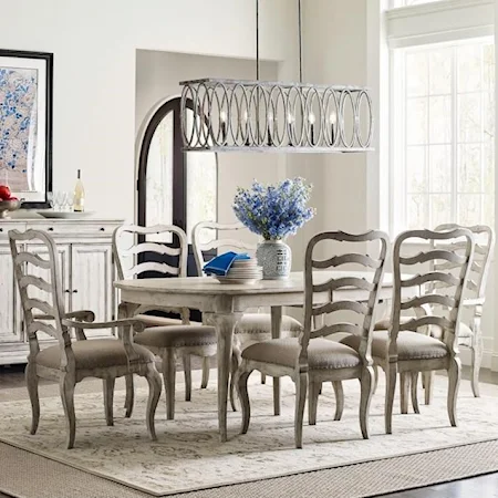 Cottage 7-Piece Dining Set with Ladderback Chairs
