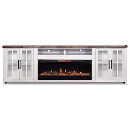 Relaxed Vintage Super Fireplace TV Console with Wire Management Holes