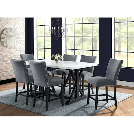 Transitional 7-Piece Counter Height Table Set