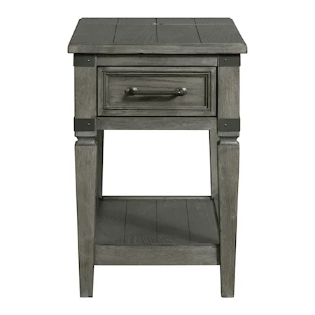 Relaxed Vintage End Table with Drawer and Lower Open Shelf