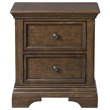 Traditional Solid Wood 2-Drawer Nightstand