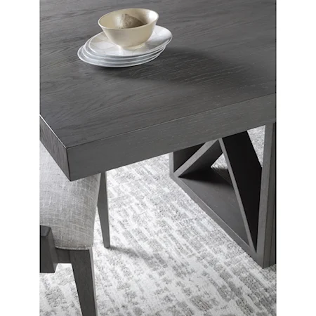 Transitional Rectangular Gray Dining Table with X-Pedestal Bases