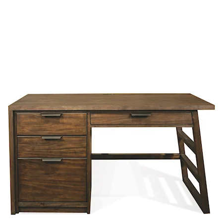 Single Pedestal Desk with Outlet Bar in Top Panel