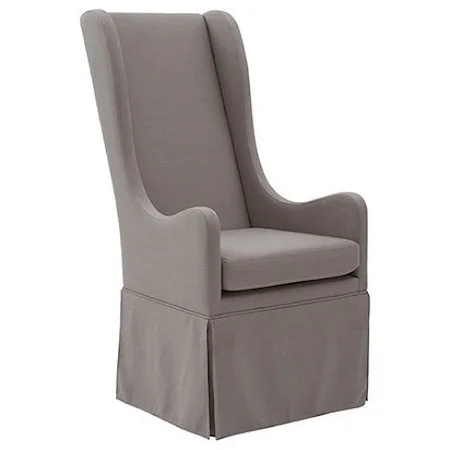 Transitional Skirted Wing Chair with Tall Back