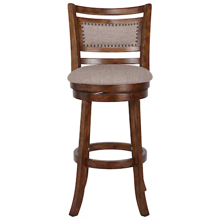 Casual Upholstered Bar Stool with Nailhead Trim