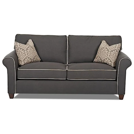 Transitional 84 Inch Sleeper Sofa with Contrast Welts and Air Dream Mattress