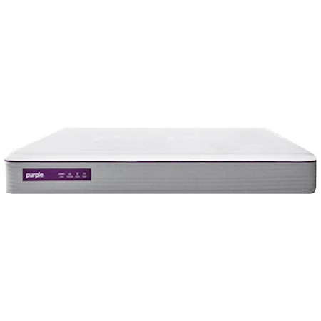 King 11" Purple Hybrid Mattress and 17" Stone Grey Cover with Natural Wood Legs, Shipable Foundation