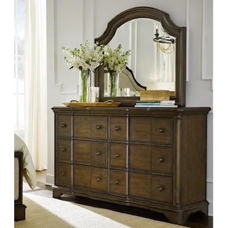 Transitional Dresser and Mirror Set