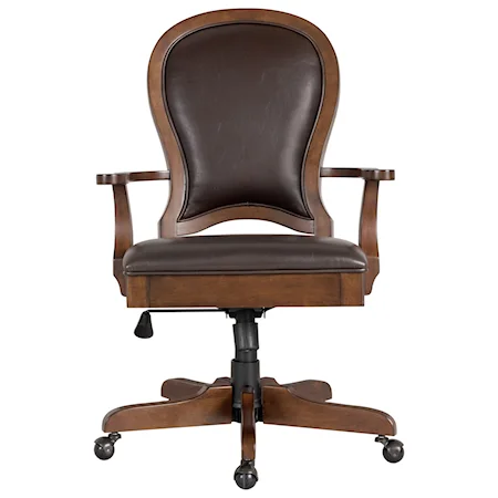Traditional Leather Executive Chair with Swivel Base