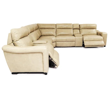 Casual Reclining Power Sectional with No-Gap Footrests