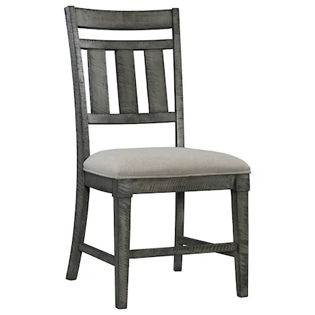 Rustic Side Chair with Upholstered Seat